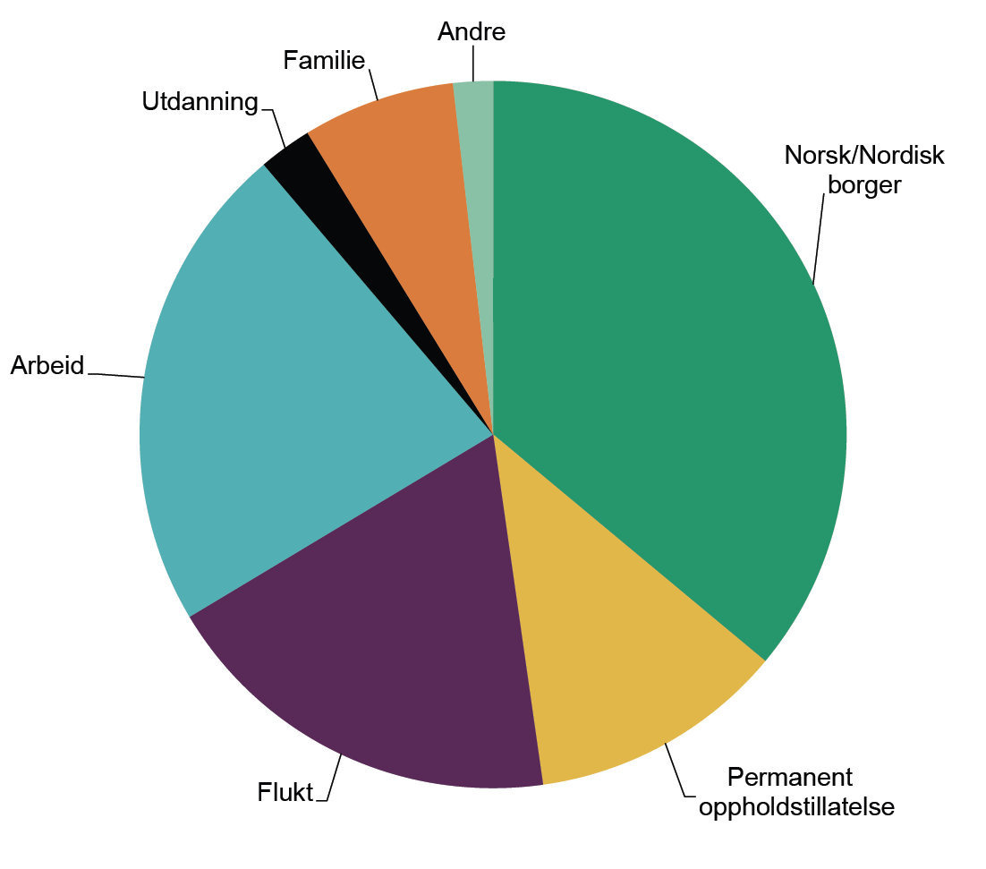 Familieinnvandringstillatelser etter oppholdsgrunnlaget til personen i Norge, 2013